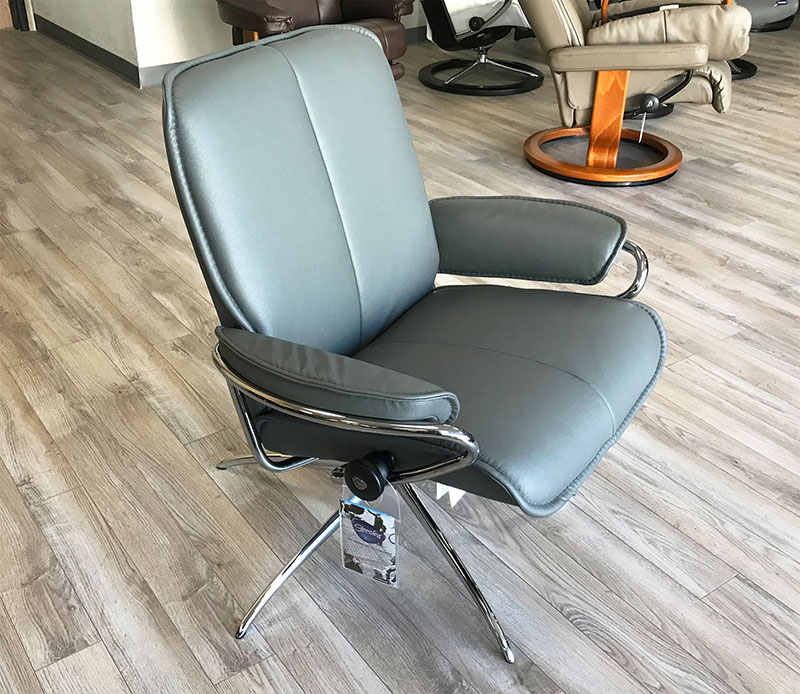 Stressless City Low Back Recliner Chair Batick Grey Leather by Ekornes