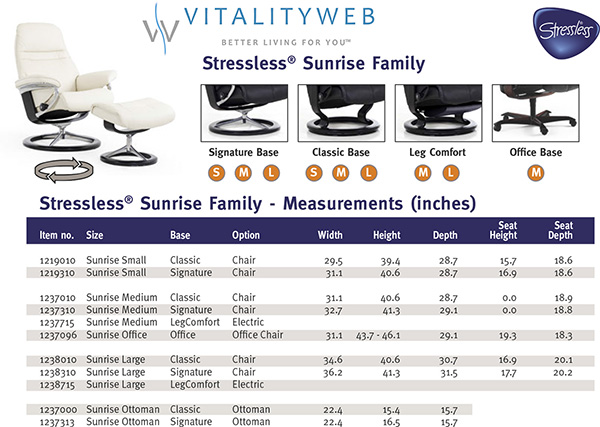 Stressless Sunrise Small Family Recliner Chair Dimensions from Ekornes