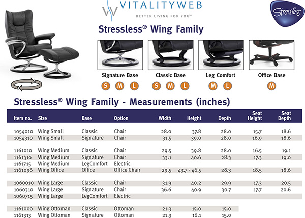 Stressless Eagle Large Wing Cori Amarone Color Leather Recliner Chair and Ottoman Dimensions