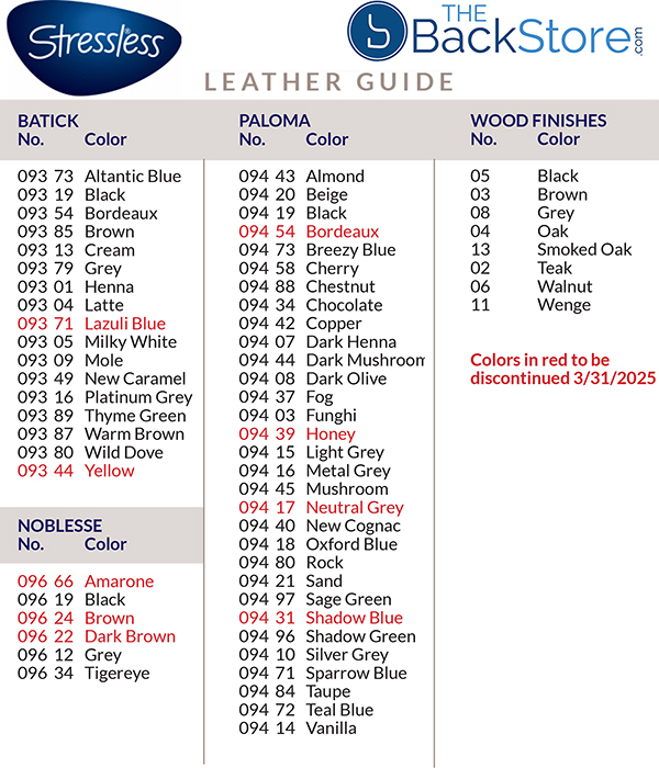 Stressless Leather Color Guide by Ekornes