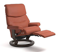 Stressless Capri LegComfort Power Extending Footrest with Classic Wood Base