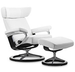 Stressless Viva Leather Recliner and Ottoman by Ekornes