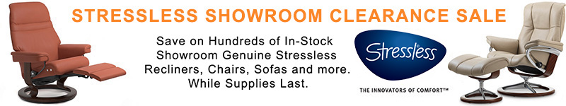 Stressless Recliner Chair and Ottoman, Loveseat and Sofa Showroom Clearance Specials from Ekornes